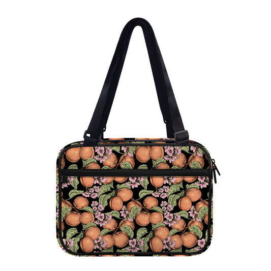 Apricot And Flower Pattern Print Double Strap Bible Bag