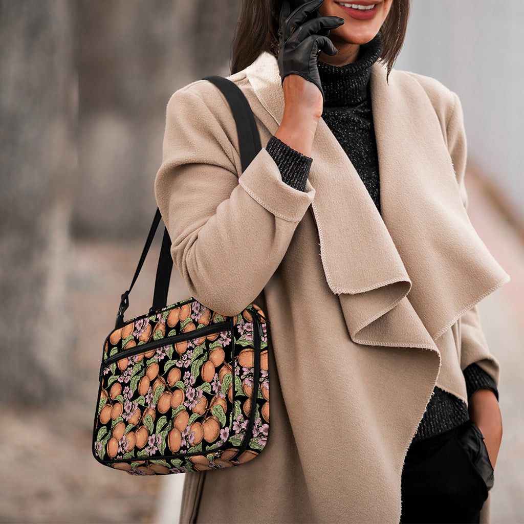 Apricot And Flower Pattern Print Double Strap Bible Bag