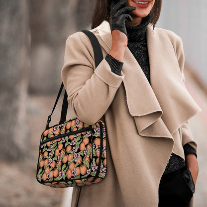 Apricot And Flower Pattern Print Double Strap Bible Bag