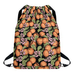 Apricot And Flower Pattern Print Drawstring Backpack