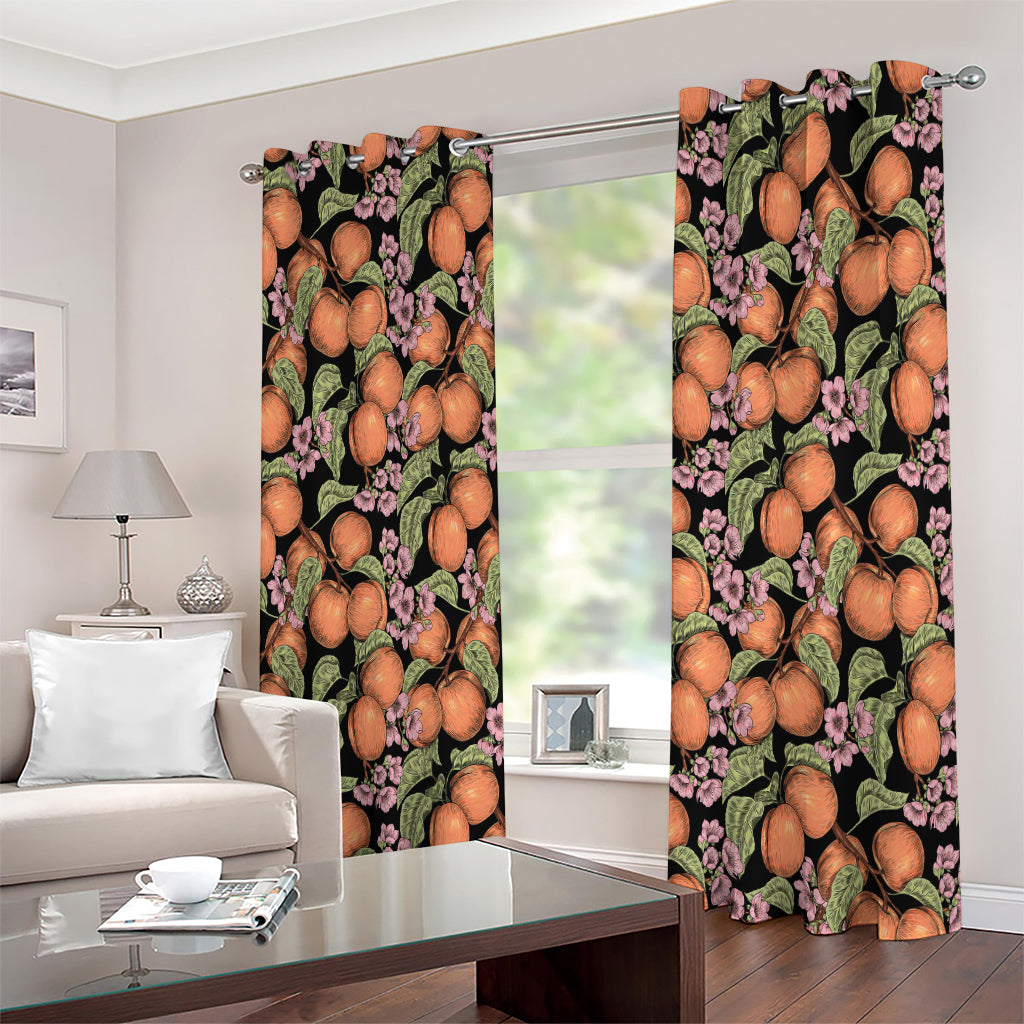Apricot And Flower Pattern Print Extra Wide Grommet Curtains