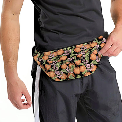 Apricot And Flower Pattern Print Fanny Pack