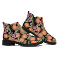 Apricot And Flower Pattern Print Flat Ankle Boots