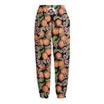 Apricot And Flower Pattern Print Fleece Lined Knit Pants