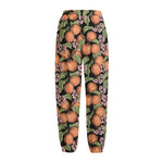 Apricot And Flower Pattern Print Fleece Lined Knit Pants