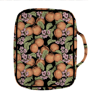 Apricot And Flower Pattern Print Front Pocket Bible Bag