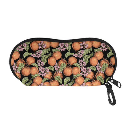 Apricot And Flower Pattern Print Glasses Case