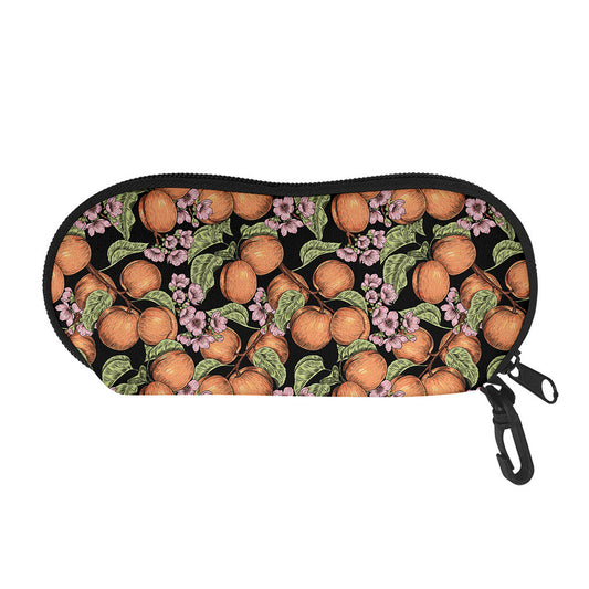 Apricot And Flower Pattern Print Glasses Case