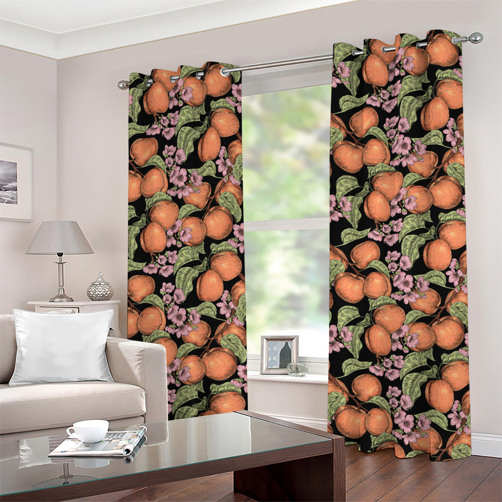 Apricot And Flower Pattern Print Grommet Curtains