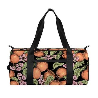 Apricot And Flower Pattern Print Gym Bag