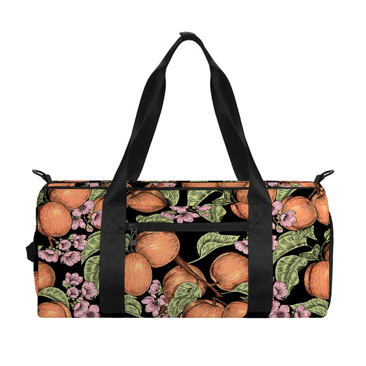 Apricot And Flower Pattern Print Gym Bag