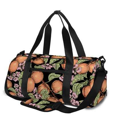 Apricot And Flower Pattern Print Gym Bag