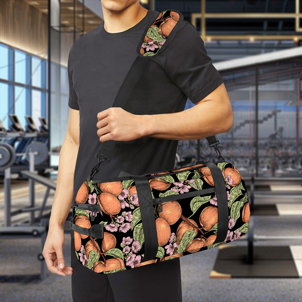 Apricot And Flower Pattern Print Gym Bag