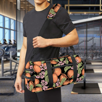 Apricot And Flower Pattern Print Gym Bag