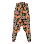 Apricot And Flower Pattern Print Hammer Pants