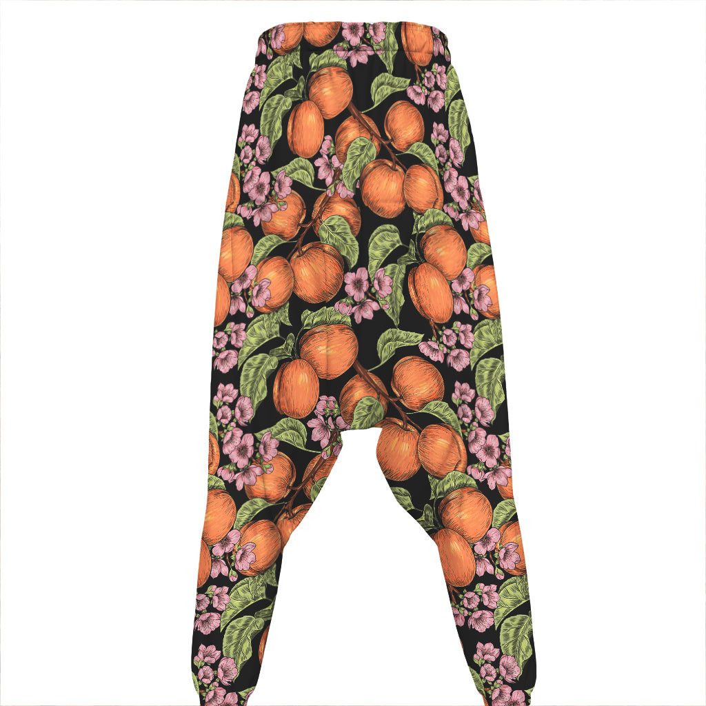 Apricot And Flower Pattern Print Hammer Pants