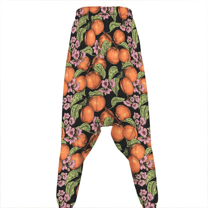Apricot And Flower Pattern Print Hammer Pants