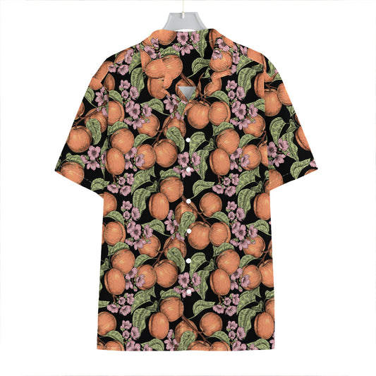 Apricot And Flower Pattern Print Hawaiian Shirt