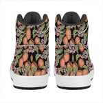 Apricot And Flower Pattern Print High Top Leather Sneakers