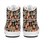Apricot And Flower Pattern Print High Top Leather Sneakers