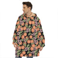 Apricot And Flower Pattern Print Hoodie Blanket