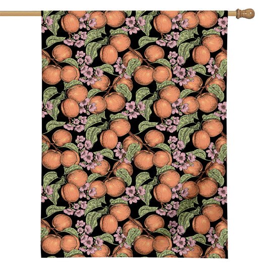 Apricot And Flower Pattern Print House Flag