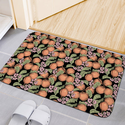 Apricot And Flower Pattern Print Indoor Door Mat