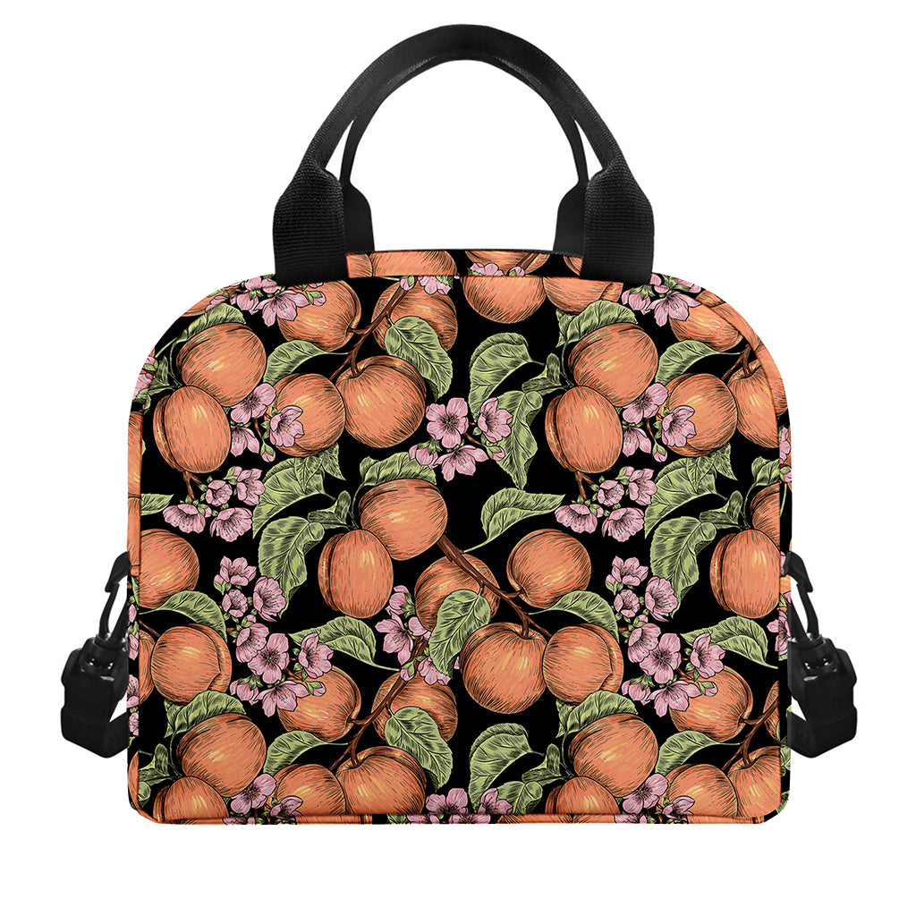 Apricot And Flower Pattern Print Insulated Lunch Bag