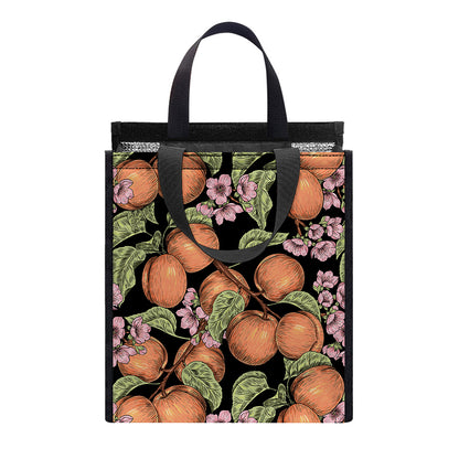 Apricot And Flower Pattern Print Insulated Lunch Tote