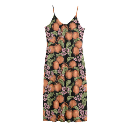 Apricot And Flower Pattern Print Jersey Midi Cami Dress