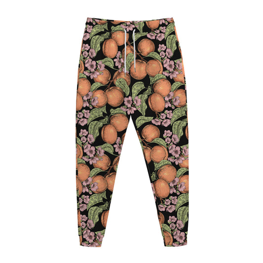 Apricot And Flower Pattern Print Jogger Pants