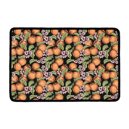 Apricot And Flower Pattern Print Kitchen Mat