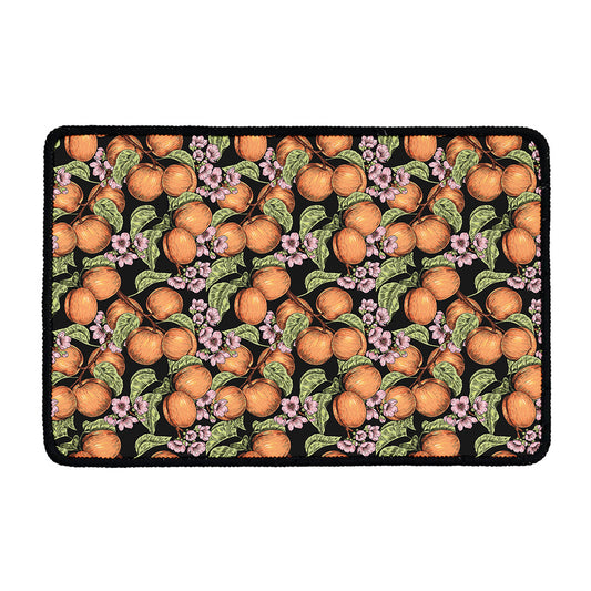 Apricot And Flower Pattern Print Kitchen Mat