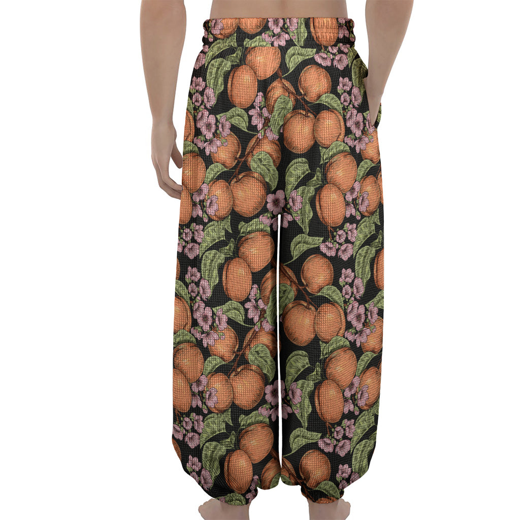 Apricot And Flower Pattern Print Lantern Pants