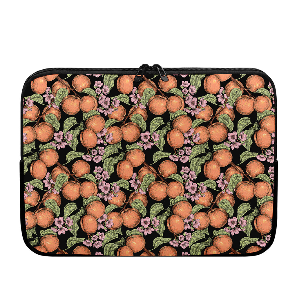 Apricot And Flower Pattern Print Laptop Sleeve