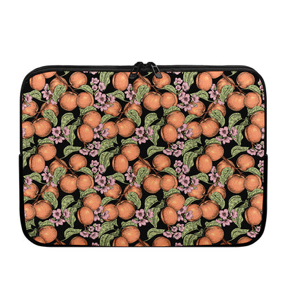 Apricot And Flower Pattern Print Laptop Sleeve