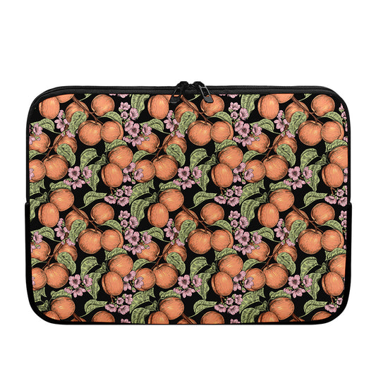 Apricot And Flower Pattern Print Laptop Sleeve