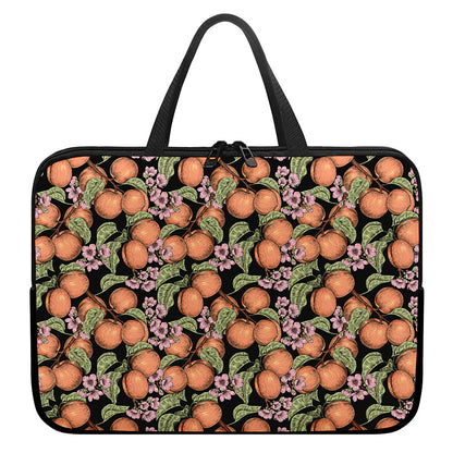 Apricot And Flower Pattern Print Laptop Sleeve With Handle