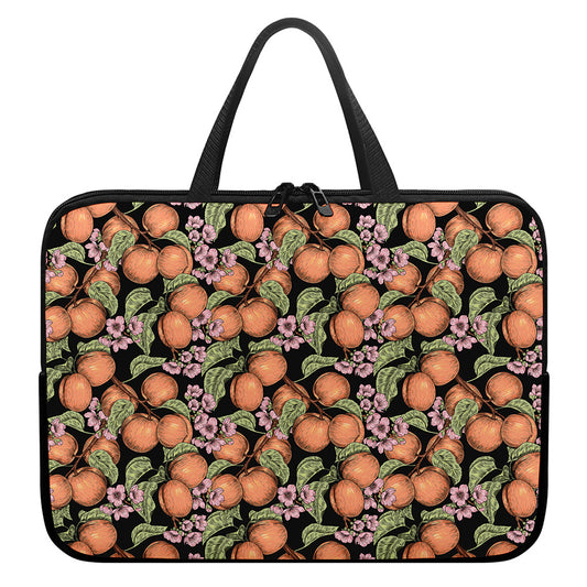 Apricot And Flower Pattern Print Laptop Sleeve With Handle