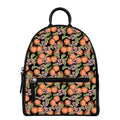 Apricot And Flower Pattern Print Leather Backpack