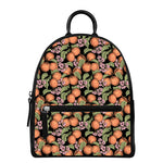 Apricot And Flower Pattern Print Leather Backpack