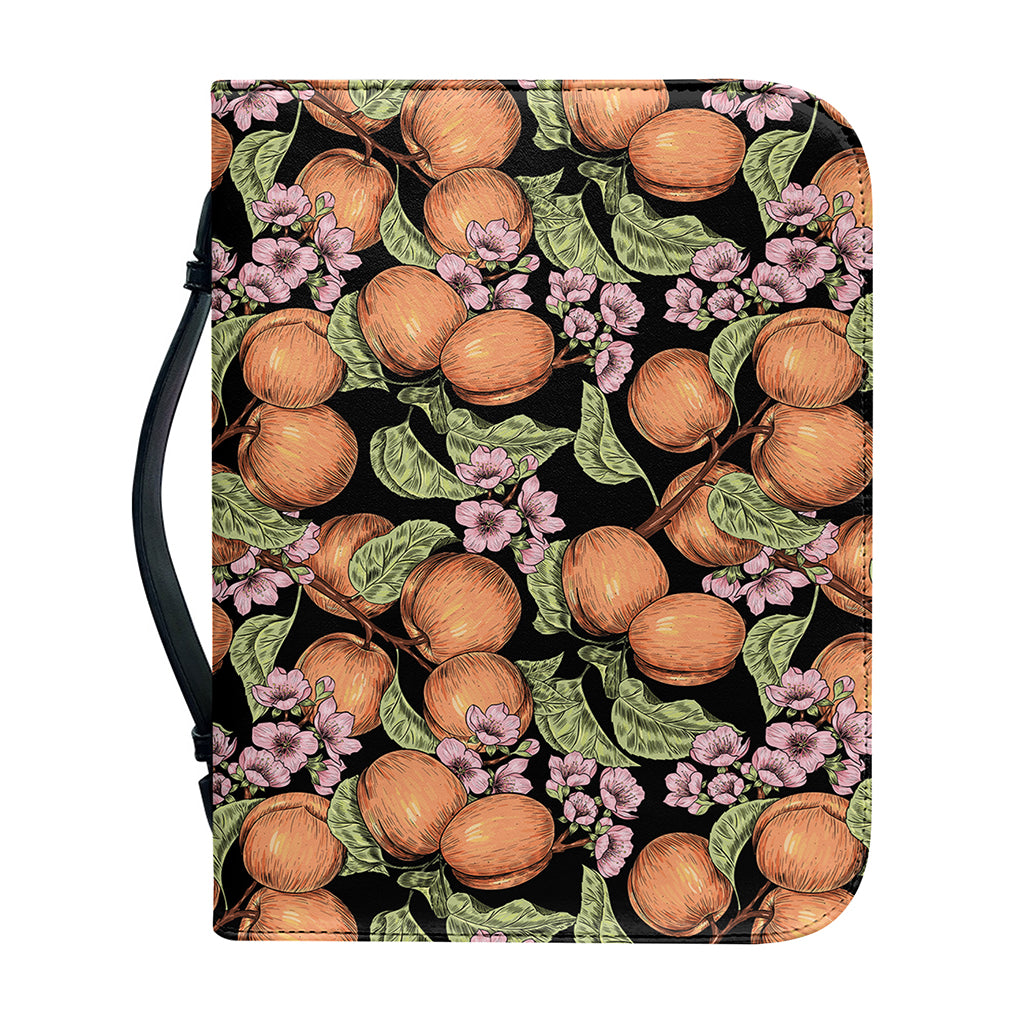 Apricot And Flower Pattern Print Leather Bible Cover