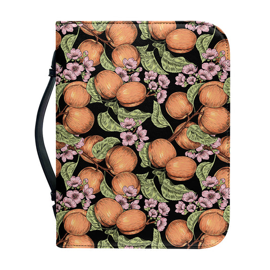 Apricot And Flower Pattern Print Leather Bible Cover
