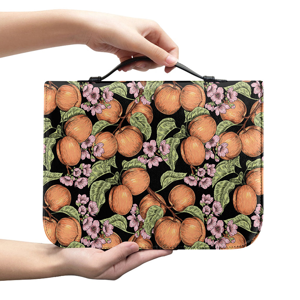 Apricot And Flower Pattern Print Leather Bible Cover