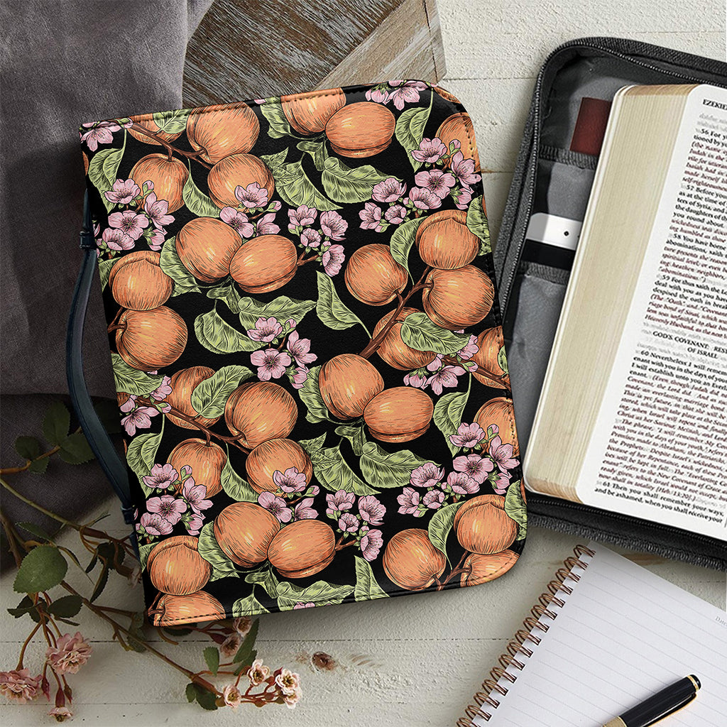 Apricot And Flower Pattern Print Leather Bible Cover