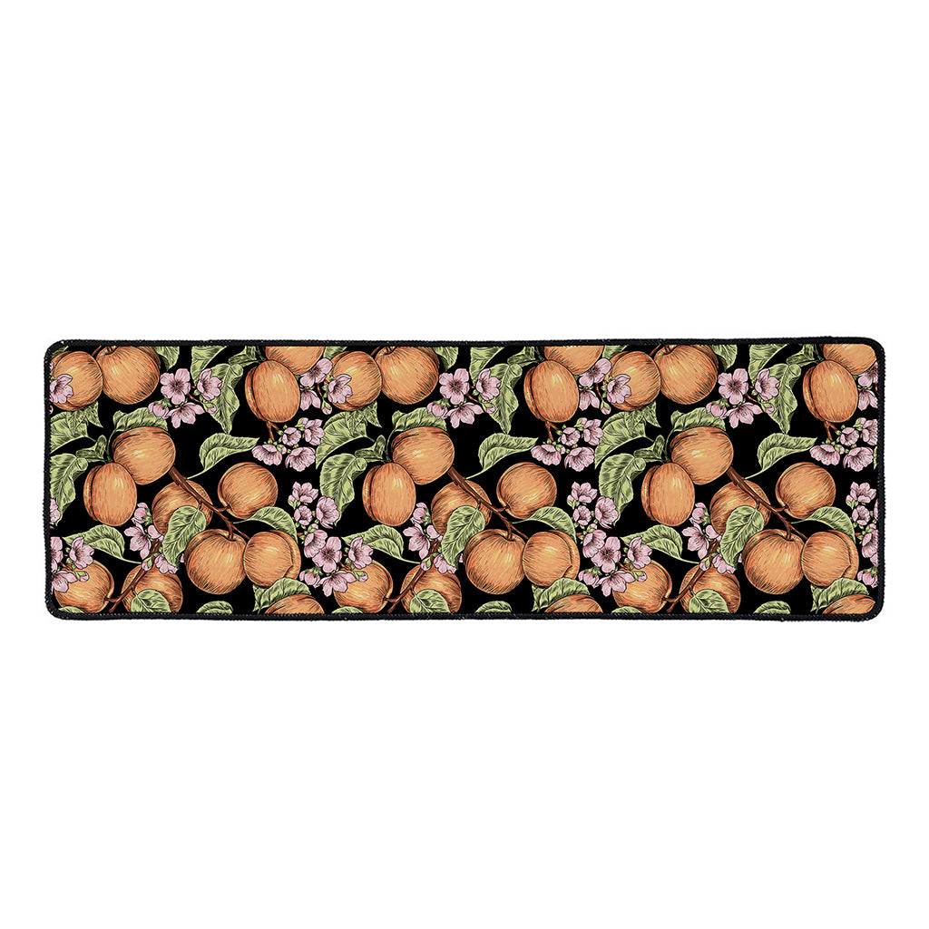 Apricot And Flower Pattern Print Long Kitchen Mat