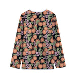 Apricot And Flower Pattern Print Long Sleeve Short Coat