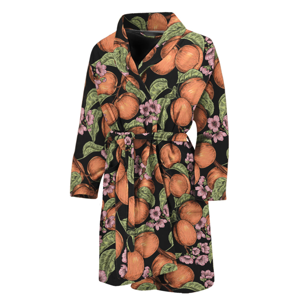 Apricot And Flower Pattern Print Men's Bathrobe