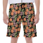 Apricot And Flower Pattern Print Men's Beach Shorts