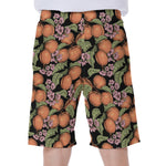 Apricot And Flower Pattern Print Men's Beach Shorts